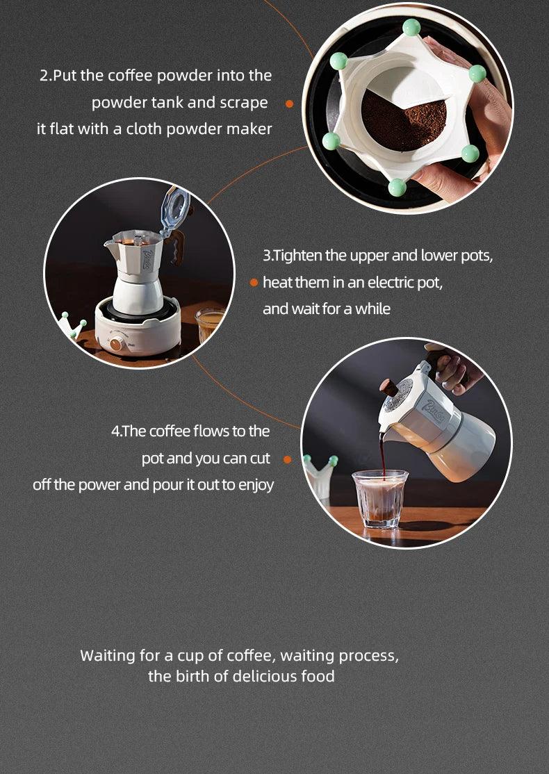 Bincoo Dual Valve Moka Pot Espresso Machine Extraction Coffee Mocha Pot，Electric Heating Furnace Italian Home Barista Tool 220V