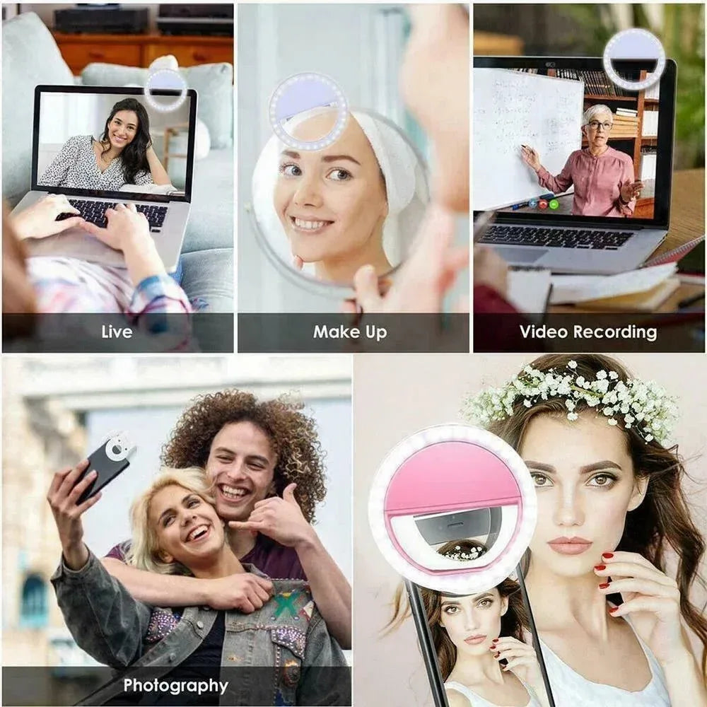 LED Selfie Fill Light USB Charge Led Selfie Ring Light Mobile Phone Live Broadcast Video LED Selfie Ring Lamp For All Smartphone