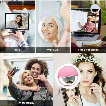LED Selfie Fill Light USB Charge Led Selfie Ring Light Mobile Phone Live Broadcast Video LED Selfie Ring Lamp For All Smartphone
