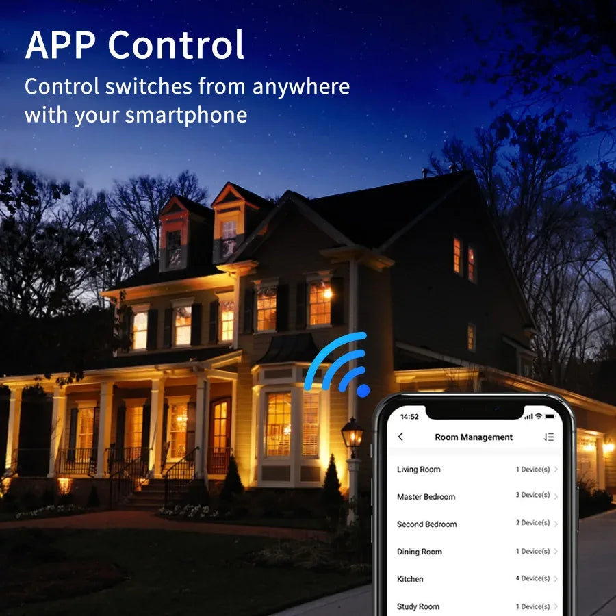 Tuya App US WiFi Smart Wall Switch 1/2/3/4 Gang No Neutral Wire Touch Sensor LED Light Switches Smart Home Alexa Google Home