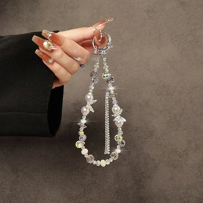 Butterfly Beaded Crystal Flash Drill Tassel Mobile Phone Lanyard Hand Chain Anti-Lost Rope Bag Hanging Accessory