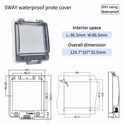 Outdoor Waterproof Window Cover with Lockable Circuit Breaker Electrical Box, Transparent Cover for IP67-Rated Button and Instru