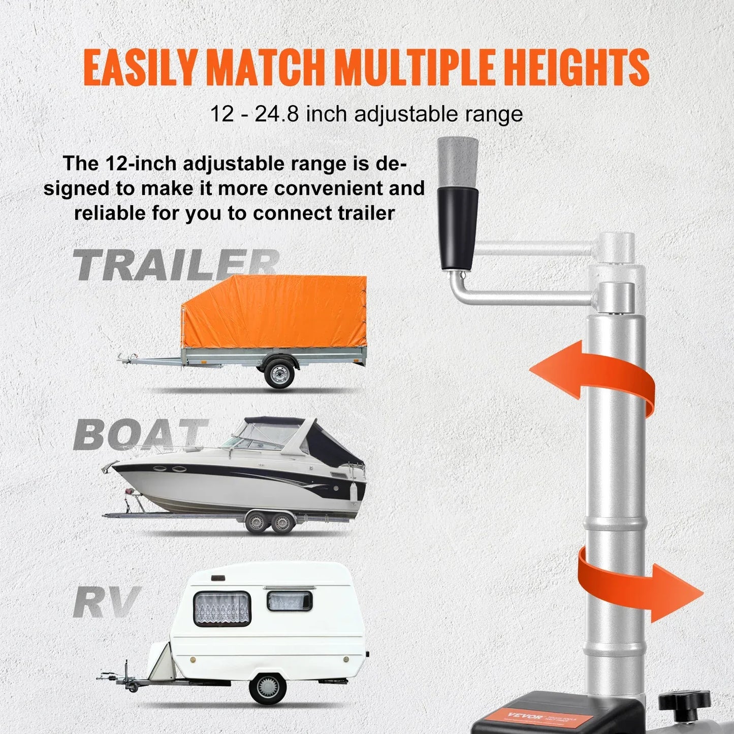 SucceBuy 5000lbs Electric Trailer Dolly 12V Trailer Jockey Wheel with 22 ft/min Speed & Adjustable Height for Moving Caravan