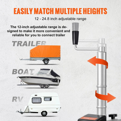 SucceBuy 5000lbs Electric Trailer Dolly 12V Trailer Jockey Wheel with 22 ft/min Speed & Adjustable Height for Moving Caravan