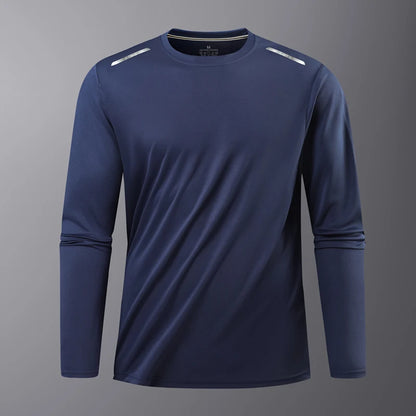 Long-Sleeved Ice Silk Breathable Running Top Round Neck Fitness Wear Quick-Drying Sports T-Shirt Thin Casual Quick-Drying