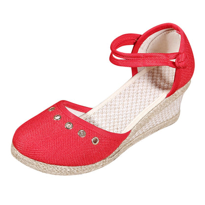 Sandals Women 2024 Summer Comfortable Platform Wedge Sandals Braided Buckle Breathable Wedge Sandals Outdoor Female Shoes