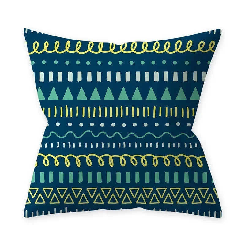 Housse de coussin bleu turquoise, coussins décoratifs pour canapé, housses de coussin géométriques en polyester, 45 x 45 cm, coussins décoratifs, taies d'oreiller simples