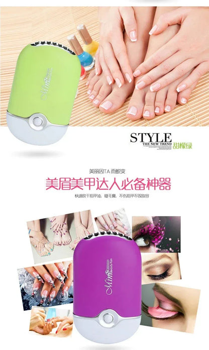 New USB Mini Fan Air Conditioning Blower USB Charging Fan Eyelash Hair Dryer Portable Nail Polish Quick Dry Pocket Cooling Fan