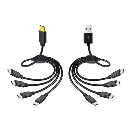50cm USB-C to Type-C Multiple Charging Cord 20cm USB to 4 in 1 Micro USB Splitter Adapter Cable 5V 4 Port Type C Splitter Cable