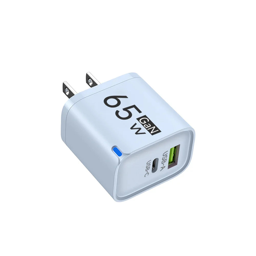 GaN 65W USB C Charger 3 Ports Quick Charge 3.0 QC3.0 Fast Charger Travel Wall Adapter for iPhone Samsung Xiaomi Huawei EU UK US