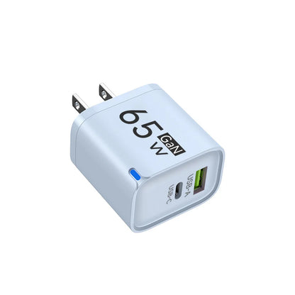 GaN 65W USB C Charger 3 Ports Quick Charge 3.0 QC3.0 Fast Charger Travel Wall Adapter for iPhone Samsung Xiaomi Huawei EU UK US