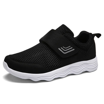 Men's Lightweight Sneakers With Hook And Loop Fastener, Casual Breathable Mesh Comfy Trendy Anti-skid Shoes For Walking
