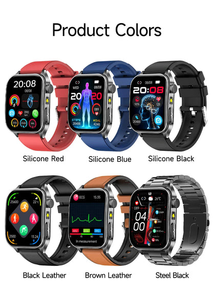 New 650nm Dual probe laser Health Smart Watch ECG+PPG Blood pressure Uric Acid Blood lipids AMOLED Physical therapy Smartwatches