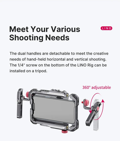 Ulanzi Lino Cage for iPhone 16 15 14 13 X XR XS Max Mini/Pro/Pro Max Smartphone Handle Grip Phone Smartphone Vlog Video