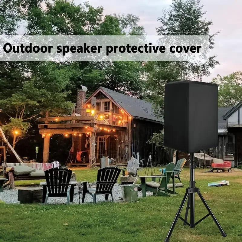 Durable Black 210D Oxford Cloth Speaker Covers - Water and Dust Resistant, Multiple Sizes for Home Theater Outdoor Sound Systems