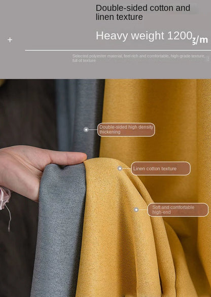 2025 New Spliced Two Color Bedroom Full Blackout Curtain Living Room Advanced Curtains Room Bay Window Light Luxury Drapes