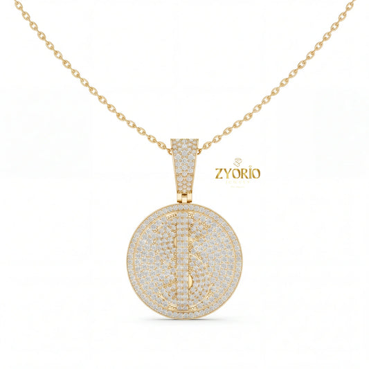Women's Silver Minimalist Luxury Diamond Medallion Pendant Sparkling Gold Plated Modern Elegant Engagement Anniversary Wedding by PDG ibma