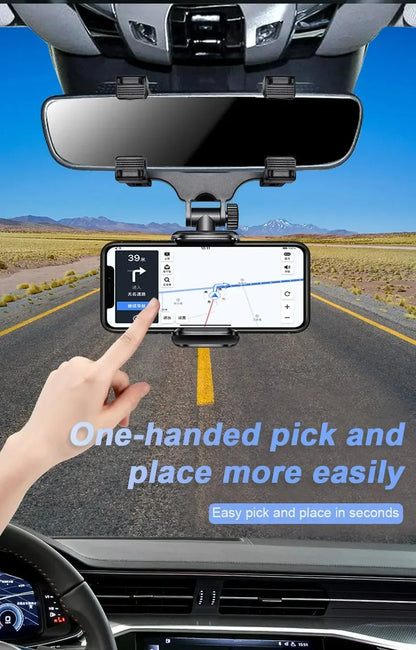 360  Foldable Navigation GPS Bracket Car Phone Holder Rearview Mirror Mount Adjustable Cell Phone Support Stable For Smartphone