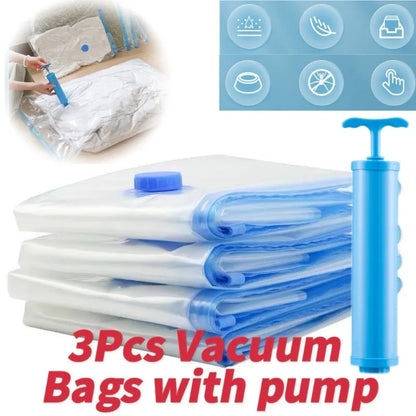 3/5pcs Travel Compression Bags, Travel Essentials Vacuum Storage Bags Space Saving Bags for Suitcases Organizer For Clothes