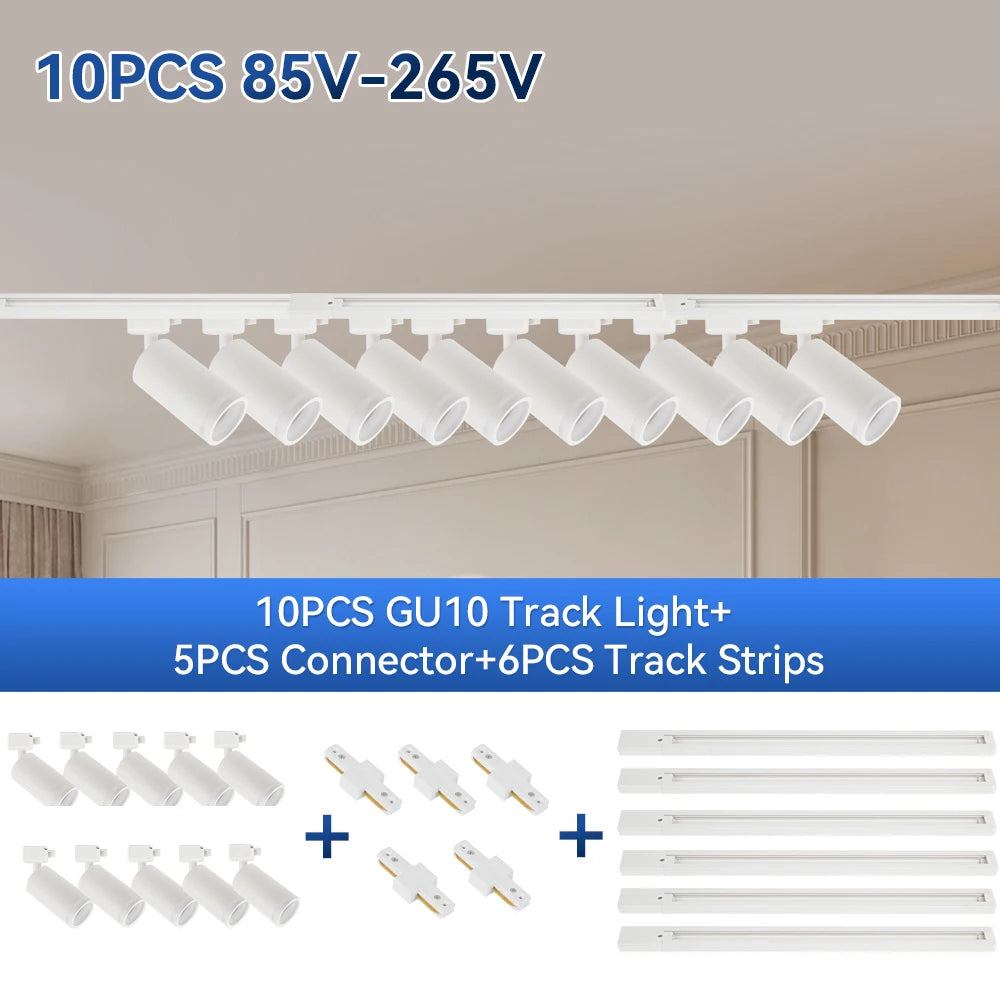 Led Track Light GU10 Spotlight 110V 220V Track Pendant Indoor for Home Decor Kitchen Bedroom Ceiling Lamp Fixture Track Lighting