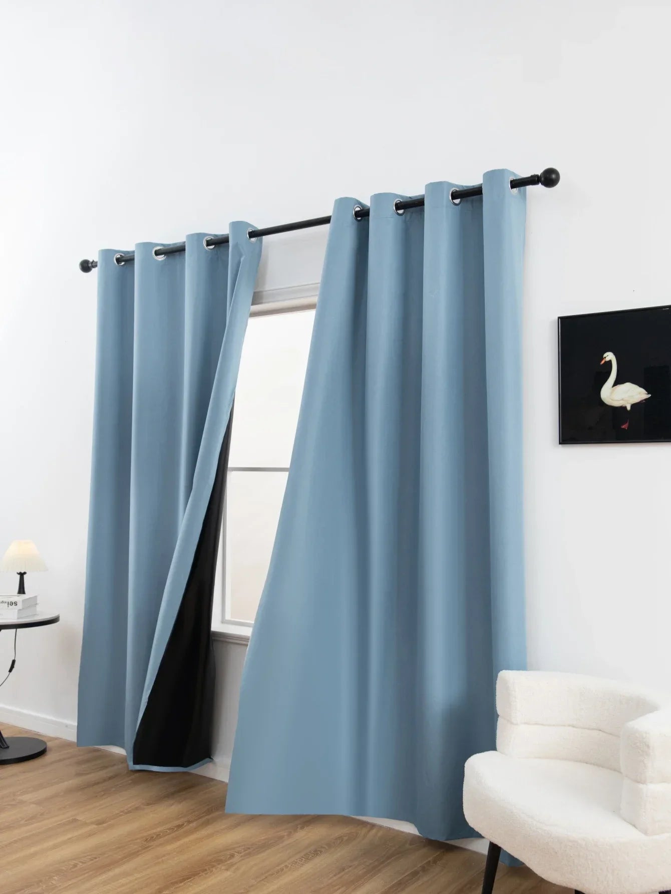 2pcs Solid 100% Blackout Curtain - Curtains for Bedroom and Living Room - UV Protection, Easy Sliding, and Stylish Design