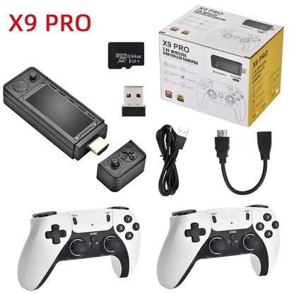 2025 X9 Pro Retro 4K 3D Game Stick TV HD Video Game Console 905X3 Chip 256G 42000 Games For PS1/PSP/SFC/N64 Dual 2.4G Controller