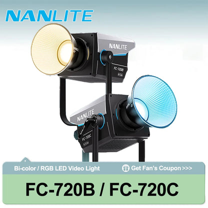Nanlite FC-720B FC-720C Bowens Mount Video COB Fill Lighting Smart APP Control Bi-color / RGB 2 Version Available for Filmmaking