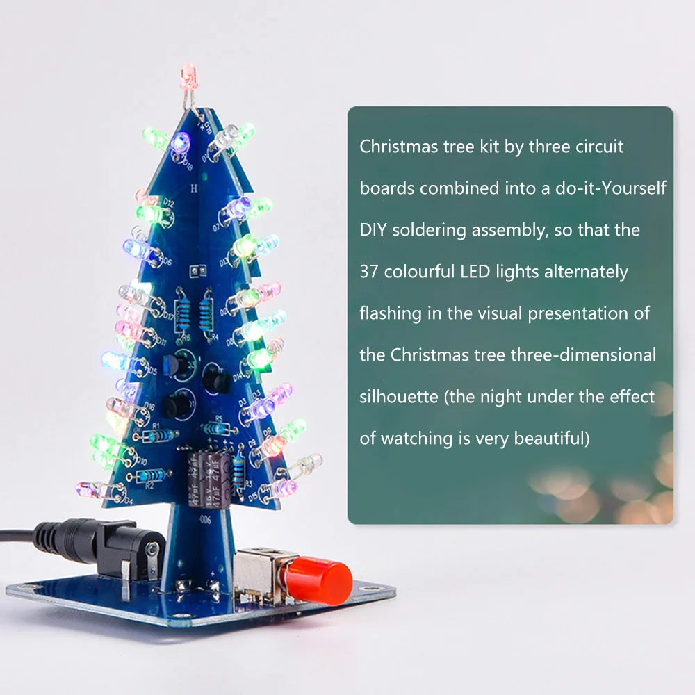Three-Dimensional 3D Christmas Tree LED DIY Kit Colorful LED Flash Circuit Kit Electronic Fun Suite