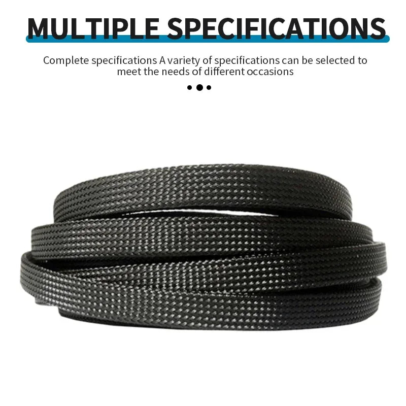 1m/5m/10m Flame Retardant Nylon Braided Wire Mesh Tubing PET Expandable Sleeving Cable and Wire Protection