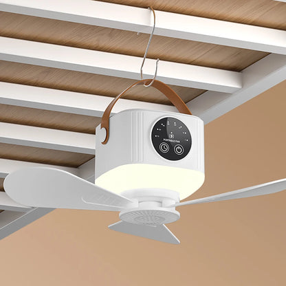 USB Dormitory/Camping Small Ceiling Fan 8-Hour Timer, With Night Light, 4 Levels of Strength Portable Fan