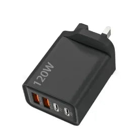 USB C Charger Total 120W 4-Port Fast Charger Mobile Phone USB Type C Charging Adapter EU/US/UK Plug For iPhone 17 Xiaomi Huawei