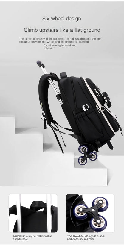 Children School Backpack Trolley Bag with Wheels Students Backpack Book Bag Rolling School bag for Girls Kids Wheeled Backpack