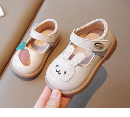 2023 New Spring Cute Bunny and Carrot Patch Children Casual Shoes for Girls Non-slip Kids Shoes Hook & Loop Breatheable Non-slip