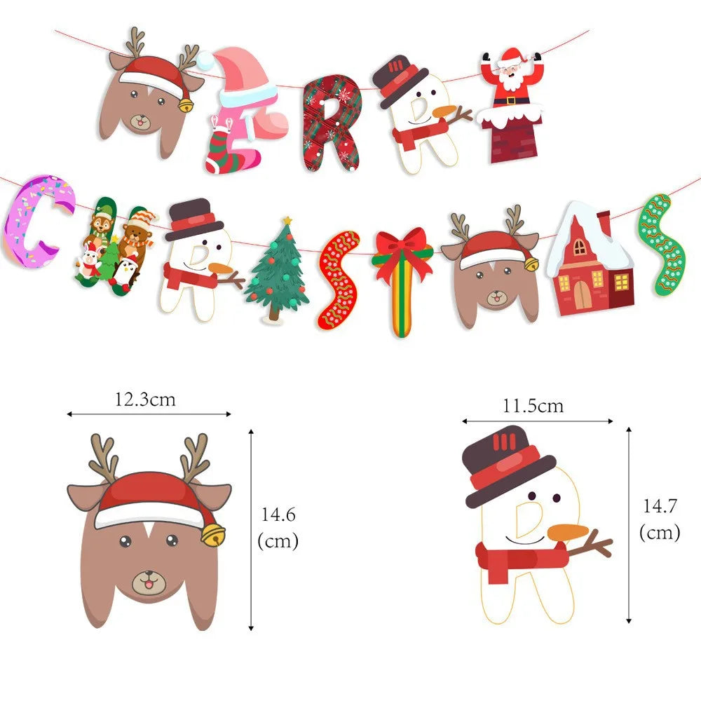 Christmas Banner Tree Ornaments Merry Decoration for Home 2025 Santa Claus Pendant Xmas Gifts New Year 2026 Flag Party Pulling