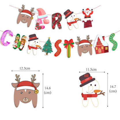 Christmas Banner Tree Ornaments Merry Decoration for Home 2025 Santa Claus Pendant Xmas Gifts New Year 2026 Flag Party Pulling