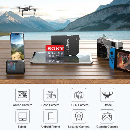 SONY SD Memory Card Extreme Micro Mini SD Card 1TB 512GB128GB 256GB 32GB 64GB U3 A2 TF Flash Cards for Xiaomi Phone Camera PC