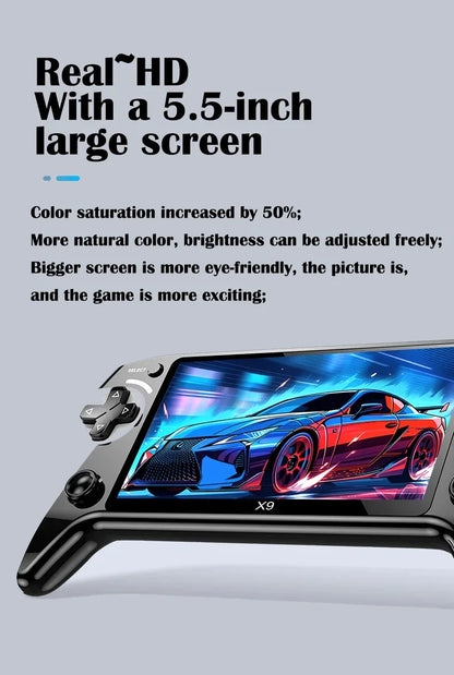 X9 portable game console, 5.5-inch screen, 1500mAh, retro video game player, Type C charging, electronic game player, large Arca