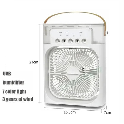 New 3 In 1 Mini Air Cooler Portable Fan Air Conditioner Humidifier with LED Night Light Adjustable Wind Speed Desktop CoolingFan