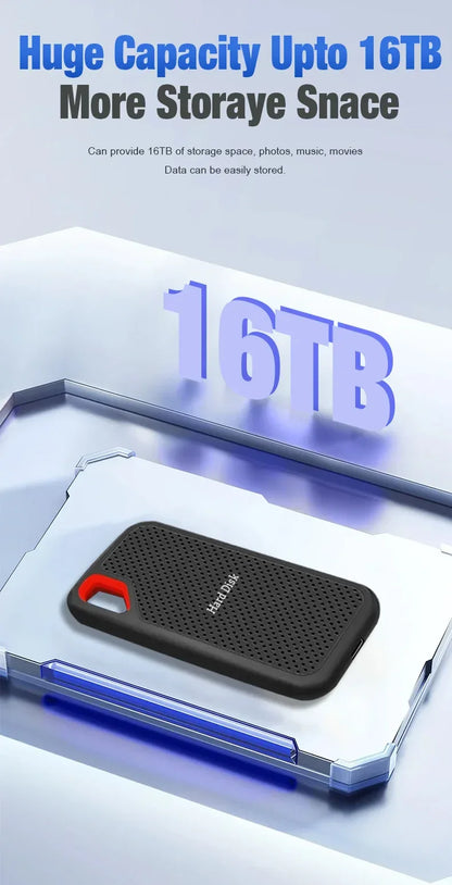 Portable SSD 1TB External Hard Drive Fast Transfer Solid State Drive Large Capacity Waterproof Hard Disk Storage for Laptops/PC