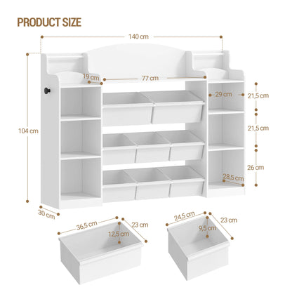 Children's Bookcase, Wooden Bookcase, Toy Shelf with 8 Fabric Drawers for Children's Room, Living Room, Study