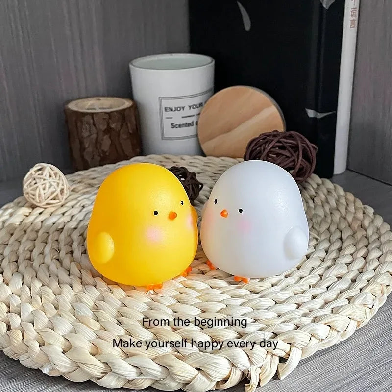 Chick Doll Small Night Light Electronic Luminous Toy Anime Figure Warm Light Atmosphere Decoration Cute Shape Children Gift