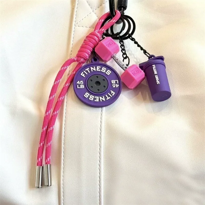 Fitness Keychain Gym Lover Barbell Key chain Weightlifting Keyring Silicone Weight Plate Gym Gifts Workout Gifts Bag Charm Backp