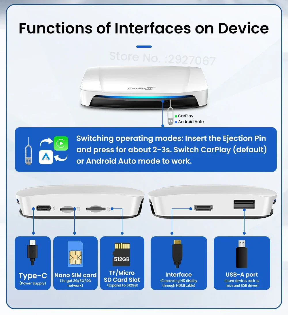 HDMI CarlinKit Android 13 CarPlay Ai Box SDM660 6225 Wireless CarPlay Android Auto Video TV Streaming Box for OEM Car 8G+128G