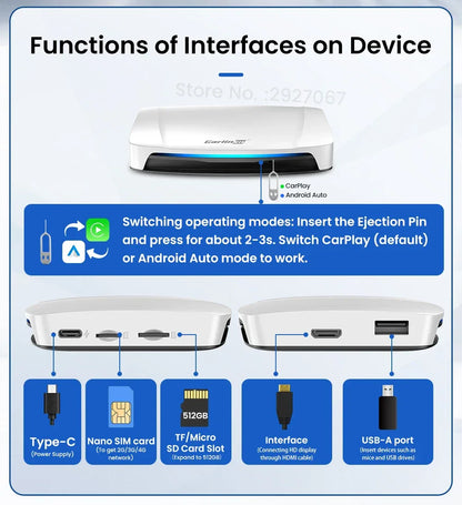 HDMI CarlinKit Android 13 CarPlay Ai Box SDM660 6225 Wireless CarPlay Android Auto Video TV Streaming Box for OEM Car 8G+128G