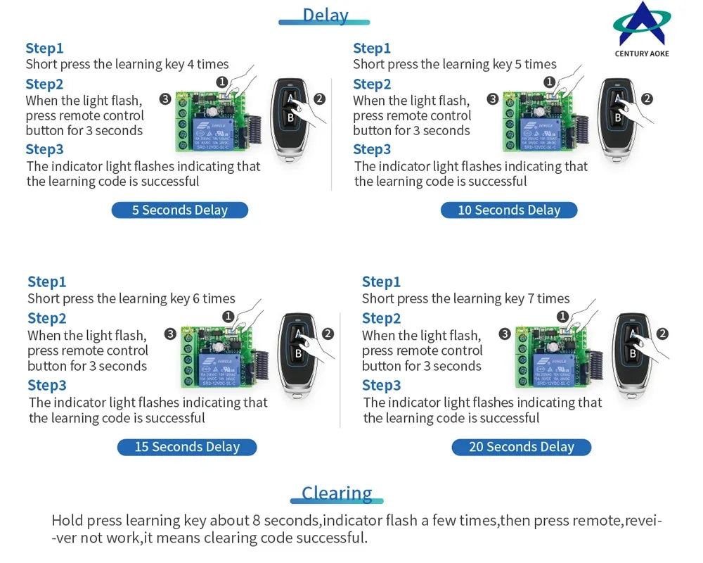 433MHz Wireless DC 12V Remote Control Switch 1CH RF 10A Relay Receiver and 2CH Transmitter For Door Electromagnetic Lock DIY