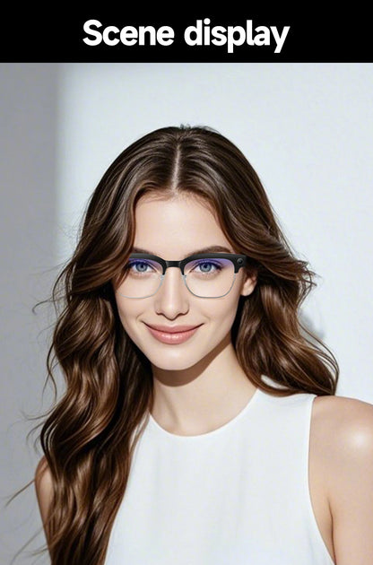 Lunettes intelligentes avec traduction IA, caméra HD 8 mégapixels, stabilisation optique de l'image, double microphone et réduction du bruit.