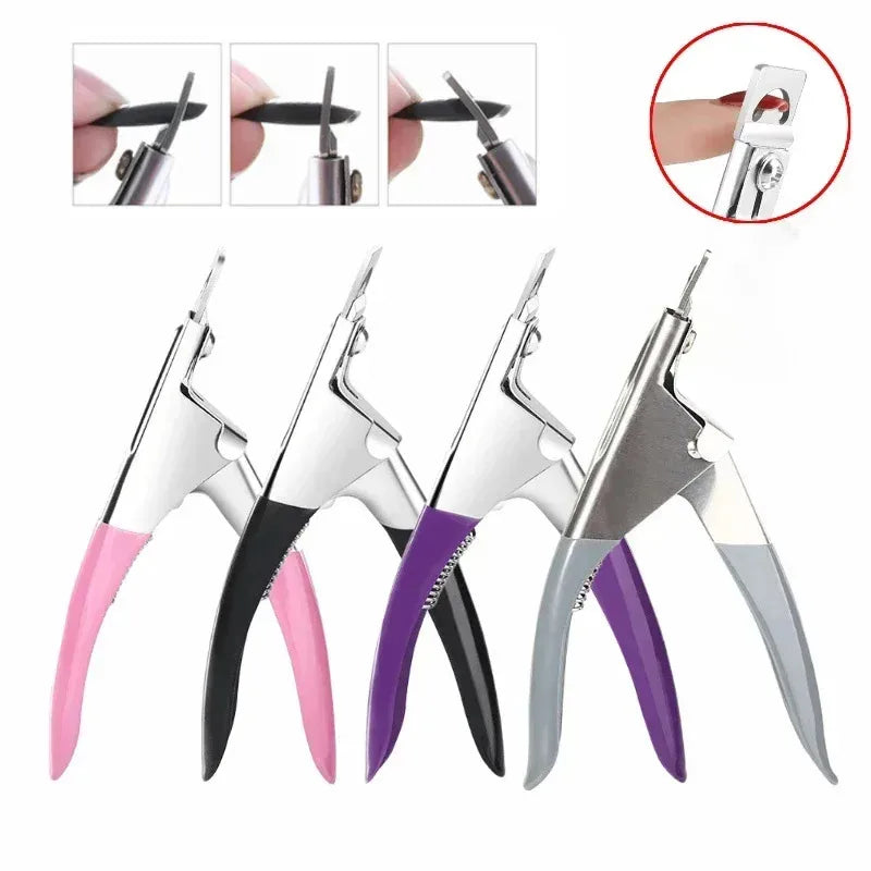 Professional U-Shaped False Nail Cutter, Straight Edge Fake Nail Tip Clipper, Manicure Pliers Nail Capsule Guillotine Tool