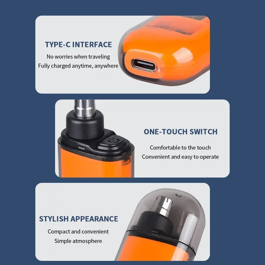Portable Nose Hair Trimmer Mini Trimmer for Nose Mini Nose and Ear Hair Trimmer Nose Trimmer Rechargeable Trimmer 2-in-1Unisex