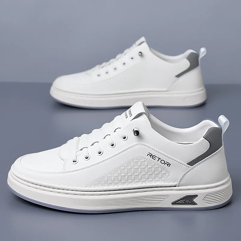 New Men's Shoes High Quality Leather Casual Shoes for Men Designer Sneakers Tenis Masculino Comfort Lace-up White Sport Shoes