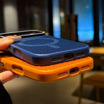 Camera mount mesh cooling case for iPhone 17 Pro Max 15 17 Pro 14 13 12 16 Pro Max For Magsafe wireless charging Shockproof cove